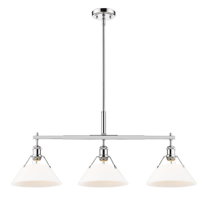 Ch 3 Light Linear Pendant In Chrome With Opal Glass by Golden