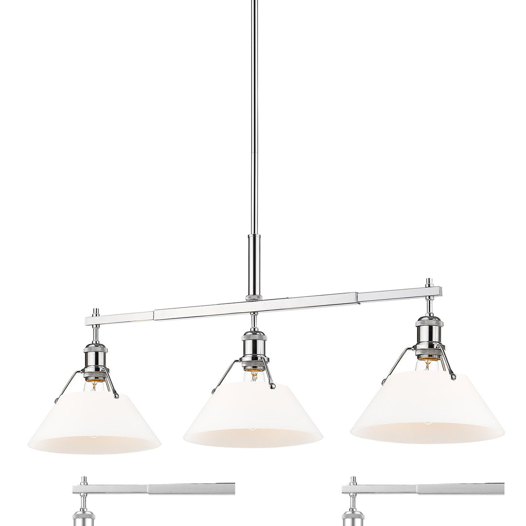 Ch 3 Light Linear Pendant In Chrome With Opal Glass