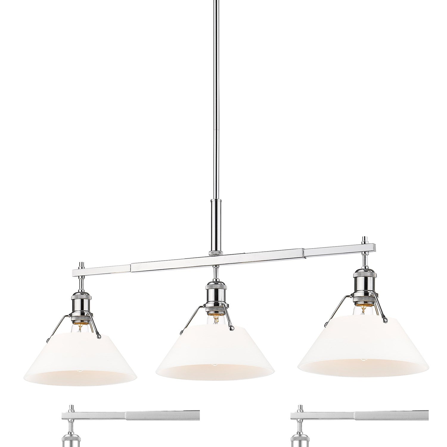 Ch 3 Light Linear Pendant In Chrome With Opal Glass