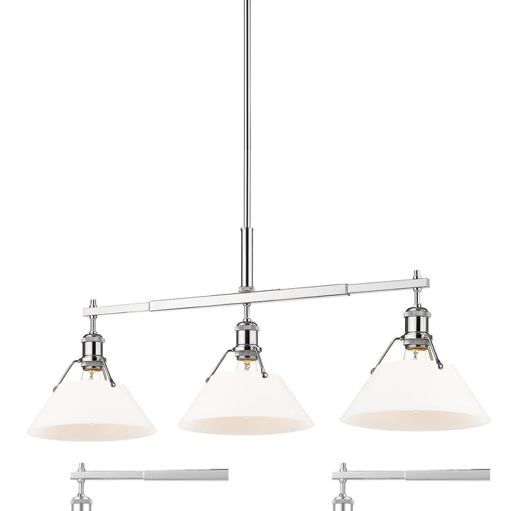 Ch 3 Light Linear Pendant In Chrome With Opal Glass