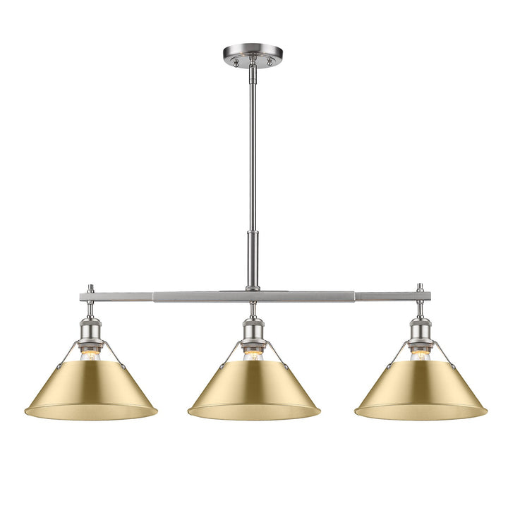Pw 3 Light Linear Pendant In Pewter With Brushed Champagne Bronze Shades by Golden