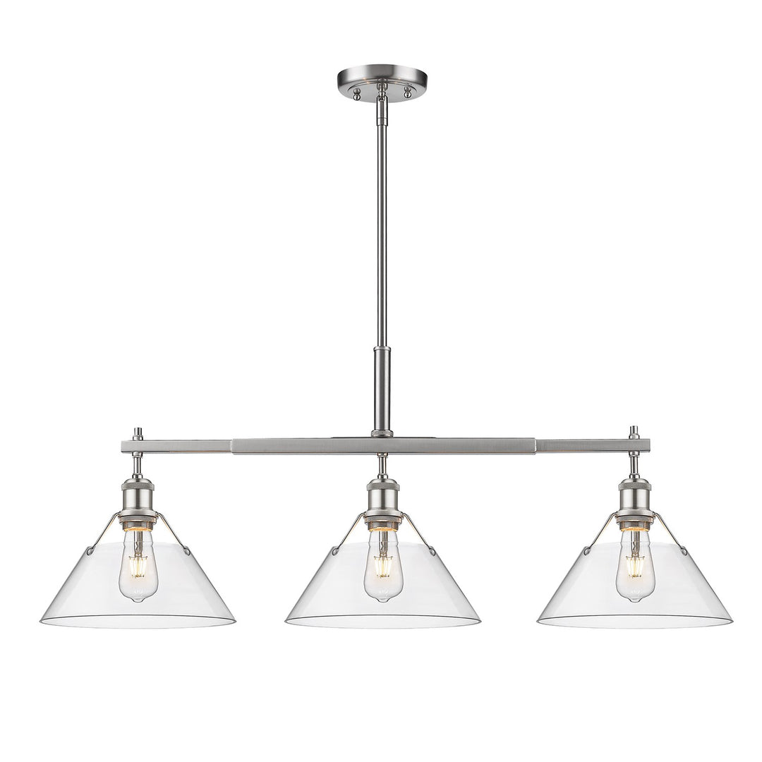 Pw 3 Light Linear Pendant In Pewter With Clear Glass by Golden