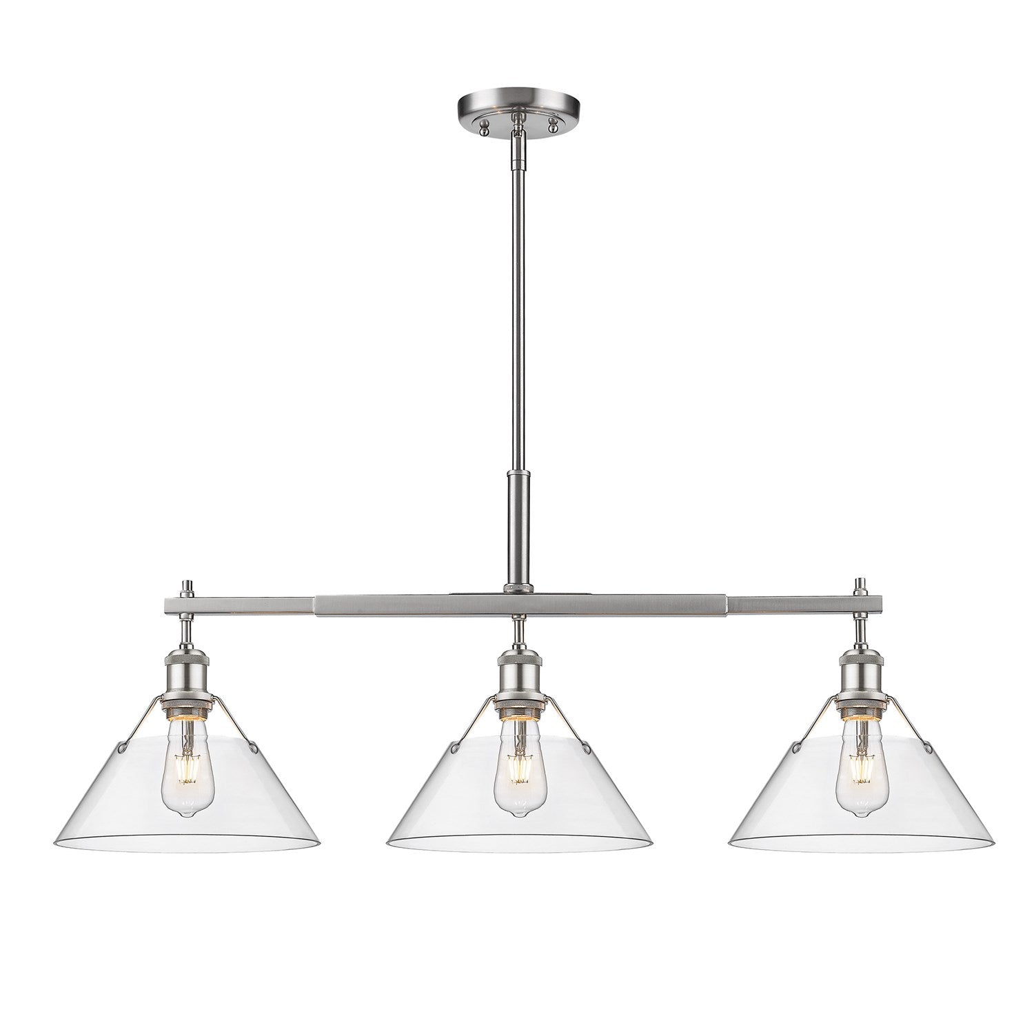 Pw 3 Light Linear Pendant In Pewter With Clear Glass by Golden