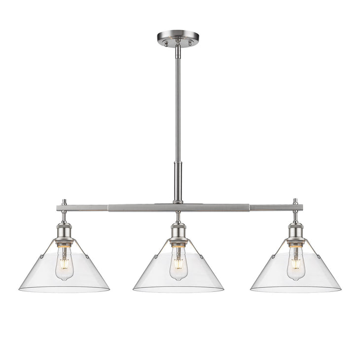 Pw 3 Light Linear Pendant In Pewter With Clear Glass by Golden