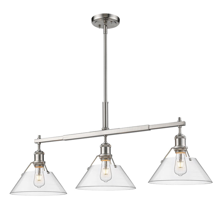 Pw 3 Light Linear Pendant In Pewter With Clear Glass