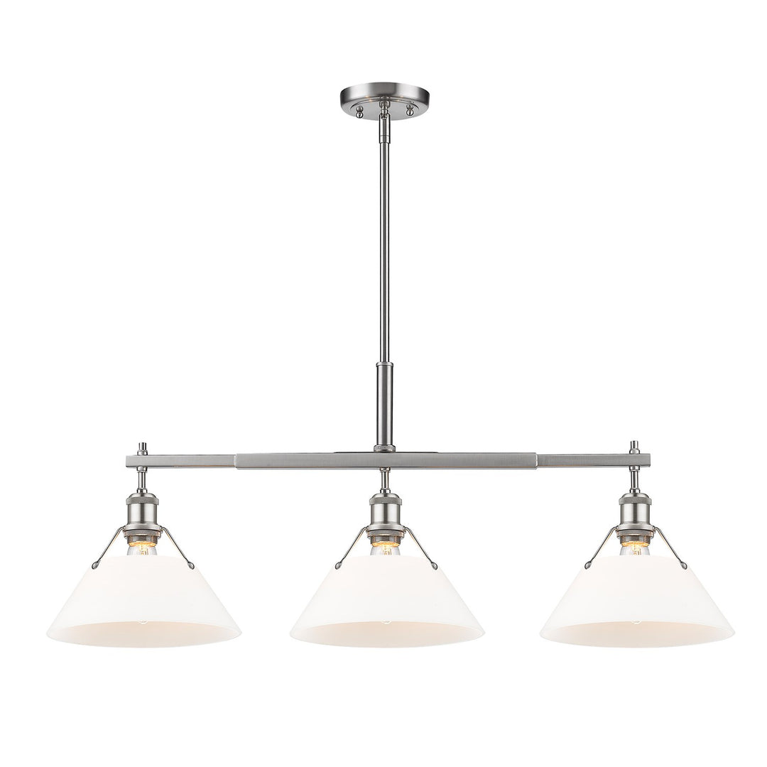 Pw 3 Light Linear Pendant In Pewter With Opal Glass by Golden