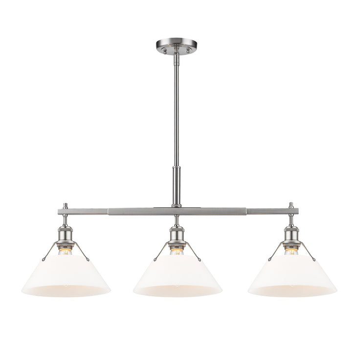 Pw 3 Light Linear Pendant In Pewter With Opal Glass by Golden