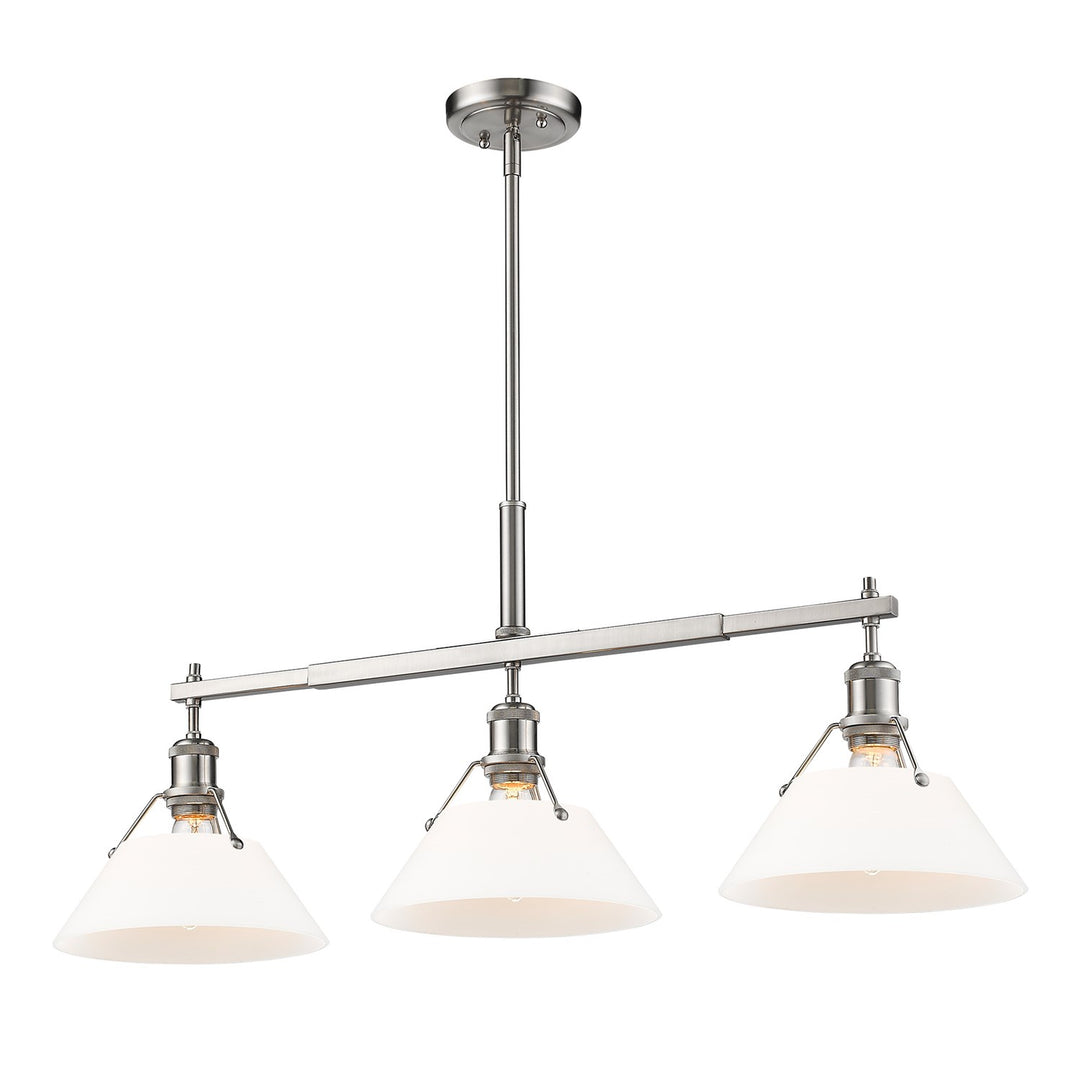 Pw 3 Light Linear Pendant In Pewter With Opal Glass