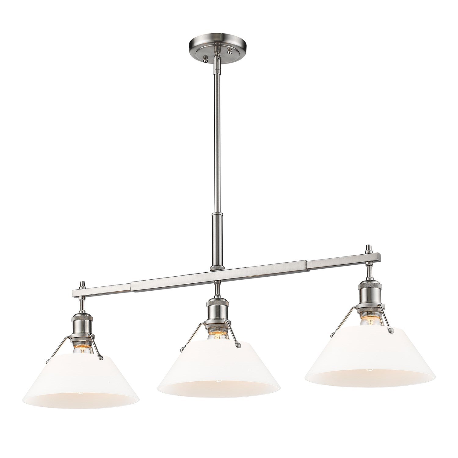 Pw 3 Light Linear Pendant In Pewter With Opal Glass