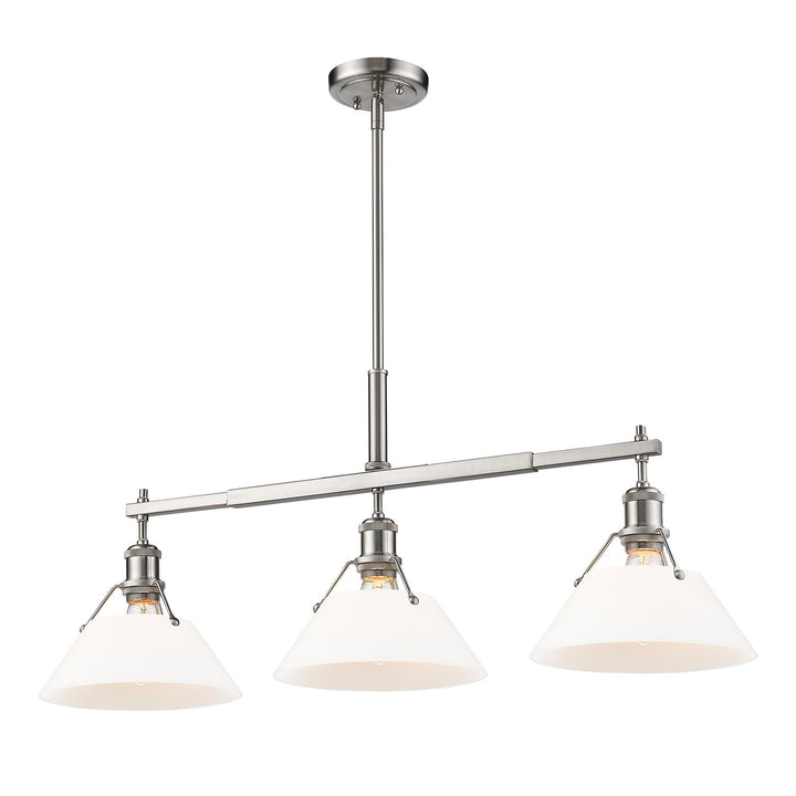Pw 3 Light Linear Pendant In Pewter With Opal Glass