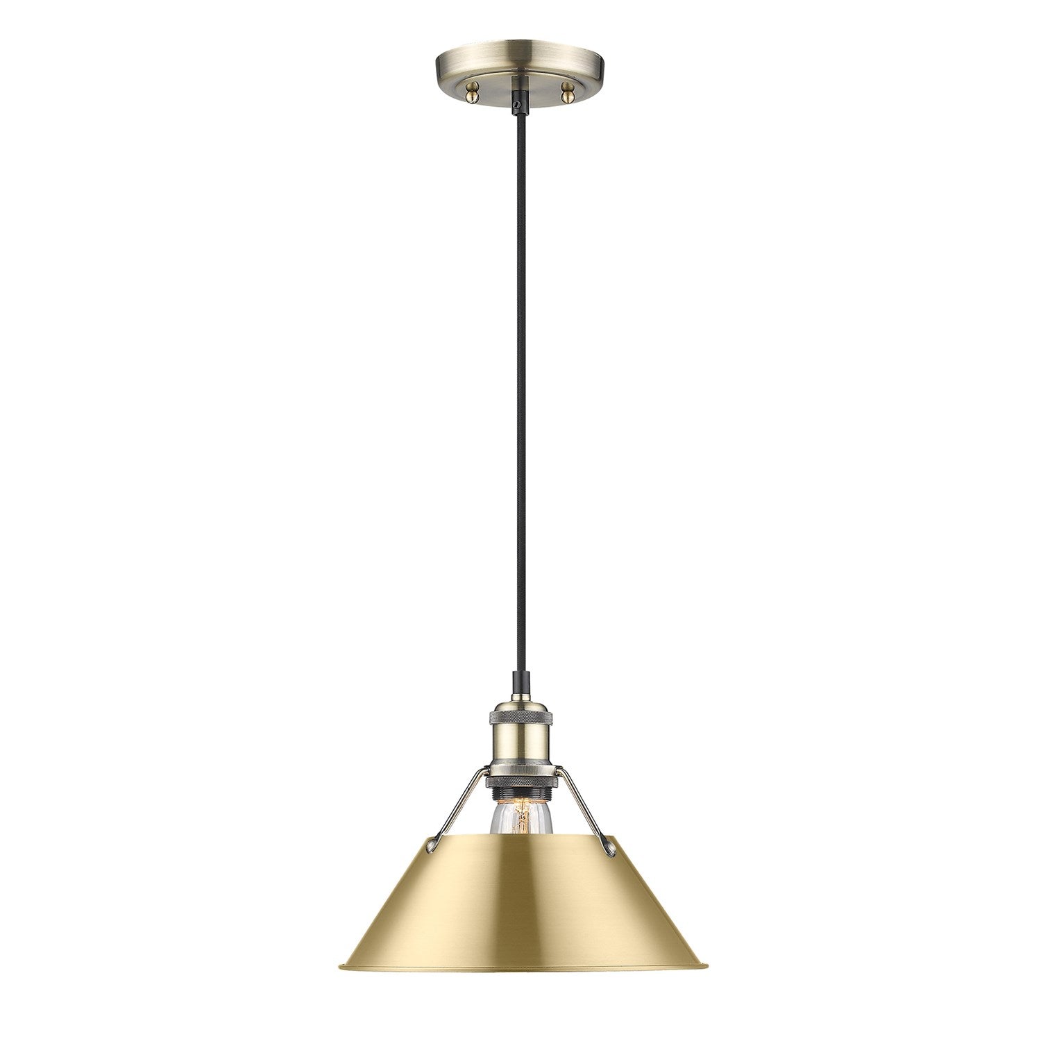 Ab Medium Pendant - 10" In Aged Brass With Brushed Champagne Bronze Shade by Golden