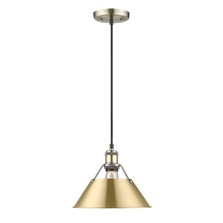 Ab Medium Pendant - 10" In Aged Brass With Brushed Champagne Bronze Shade by Golden