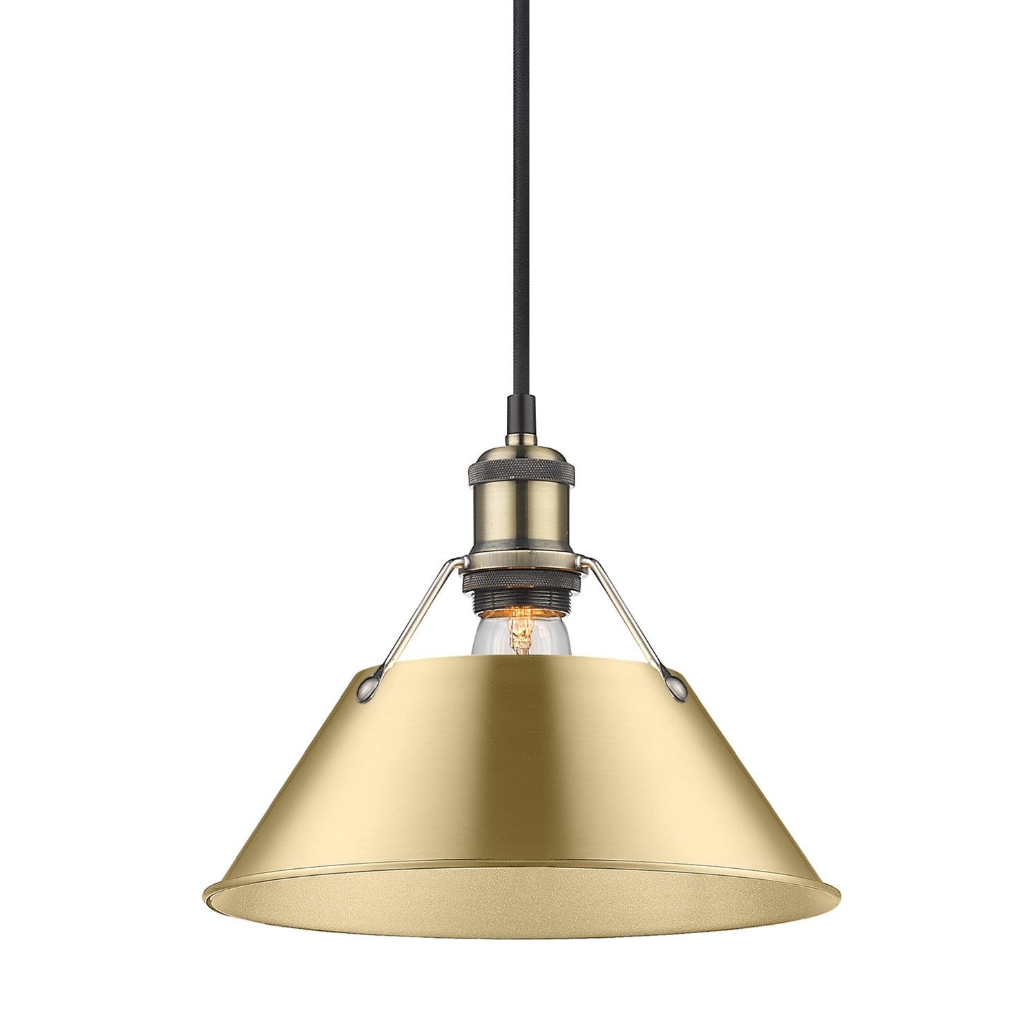 Ab Medium Pendant - 10" In Aged Brass With Brushed Champagne Bronze Shade