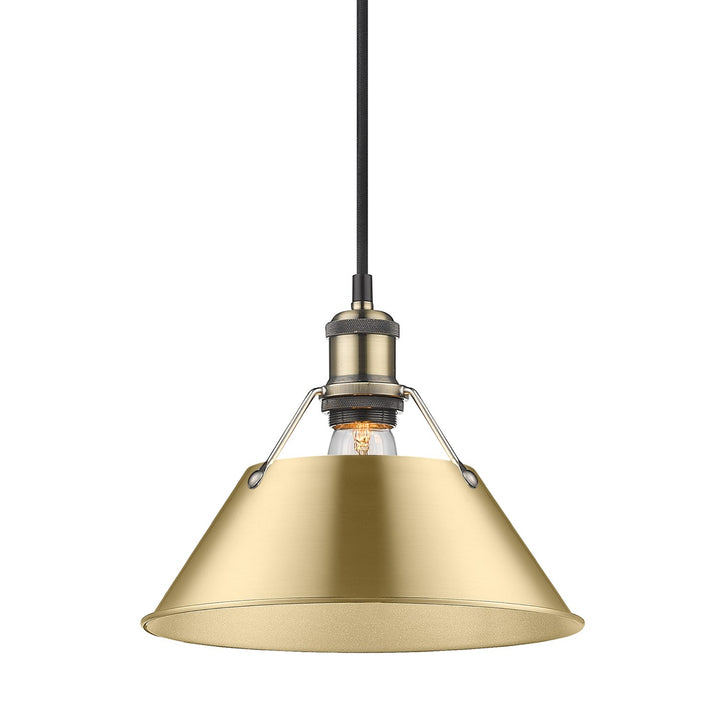 Ab Medium Pendant - 10" In Aged Brass With Brushed Champagne Bronze Shade