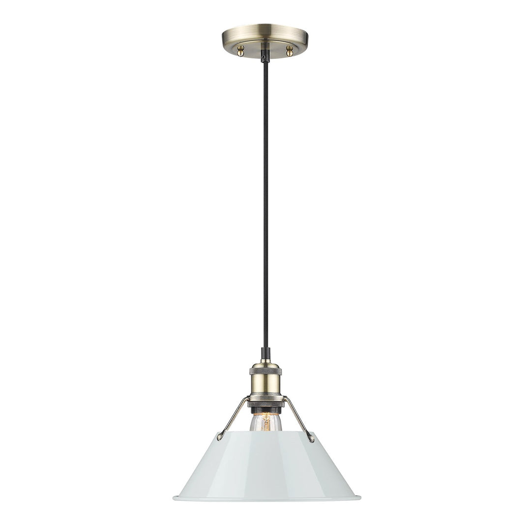 Ab Medium Pendant - 10" In Aged Brass With Dusky Blue Shade by Golden