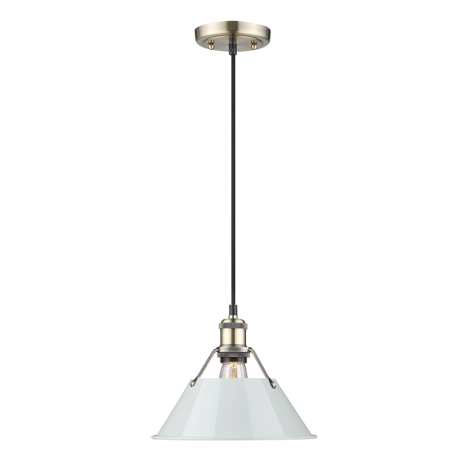Ab Medium Pendant - 10" In Aged Brass With Dusky Blue Shade by Golden