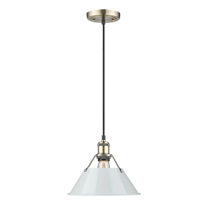 Ab Medium Pendant - 10" In Aged Brass With Dusky Blue Shade by Golden