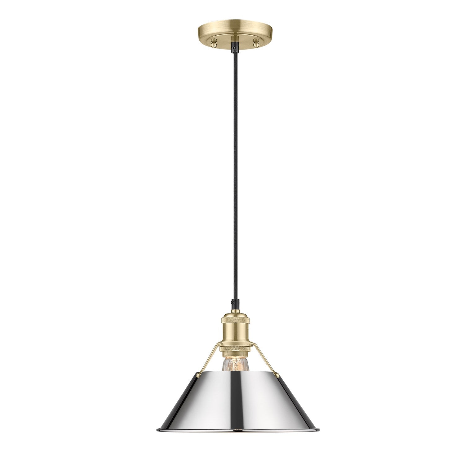 Bcb Medium Pendant - 10" In Brushed Champagne Bronze With Chrome Shade by Golden