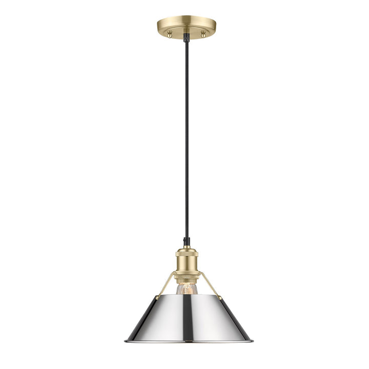 Bcb Medium Pendant - 10" In Brushed Champagne Bronze With Chrome Shade by Golden
