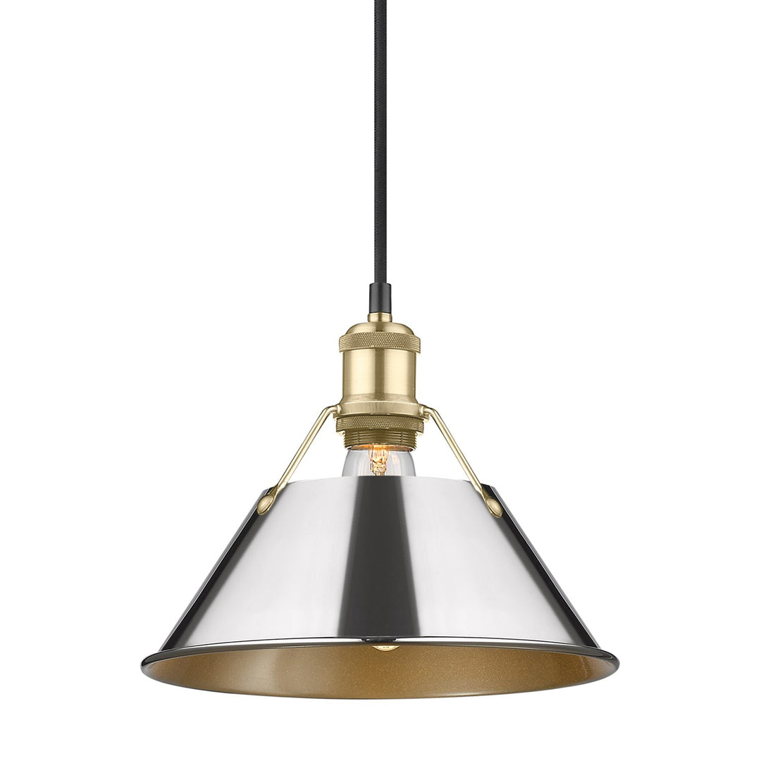 Bcb Medium Pendant - 10" In Brushed Champagne Bronze With Chrome Shade