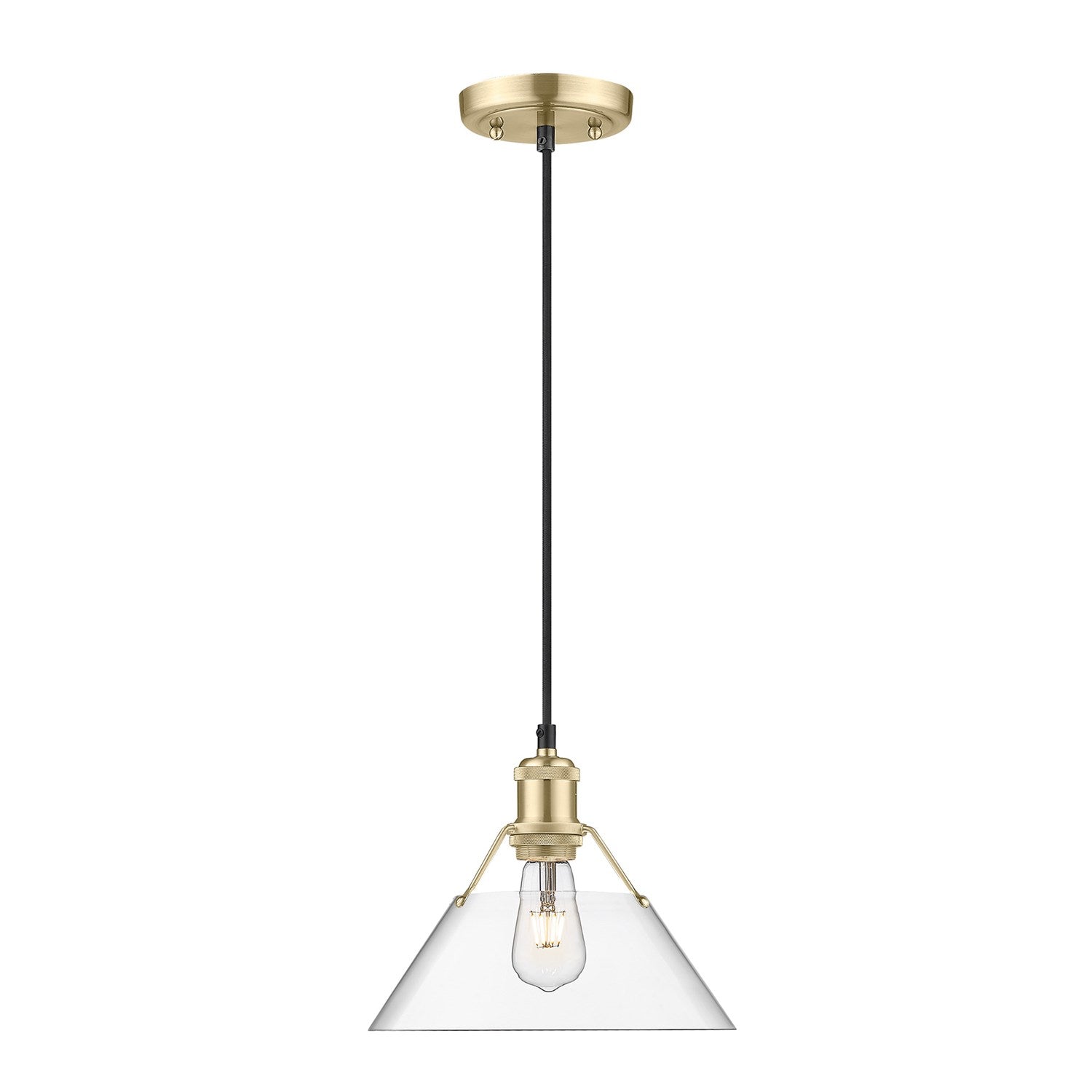 Bcb Medium Pendant - 10" In Brushed Champagne Bronze With Clear Glass by Golden