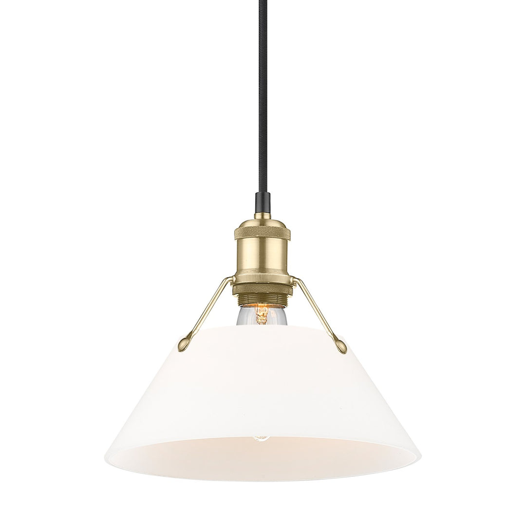 Bcb Medium Pendant - 10" In Brushed Champagne Bronze With Opal Glass