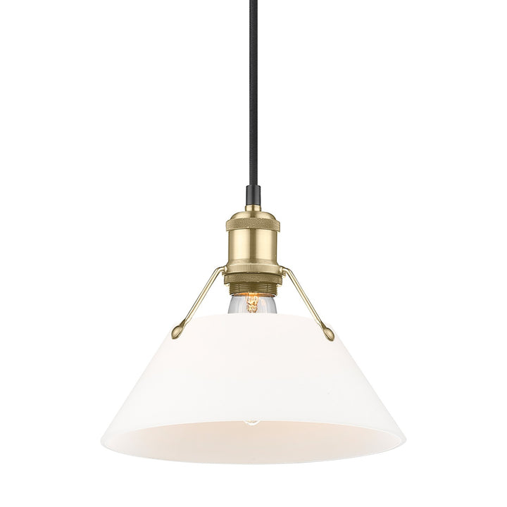 Bcb Medium Pendant - 10" In Brushed Champagne Bronze With Opal Glass