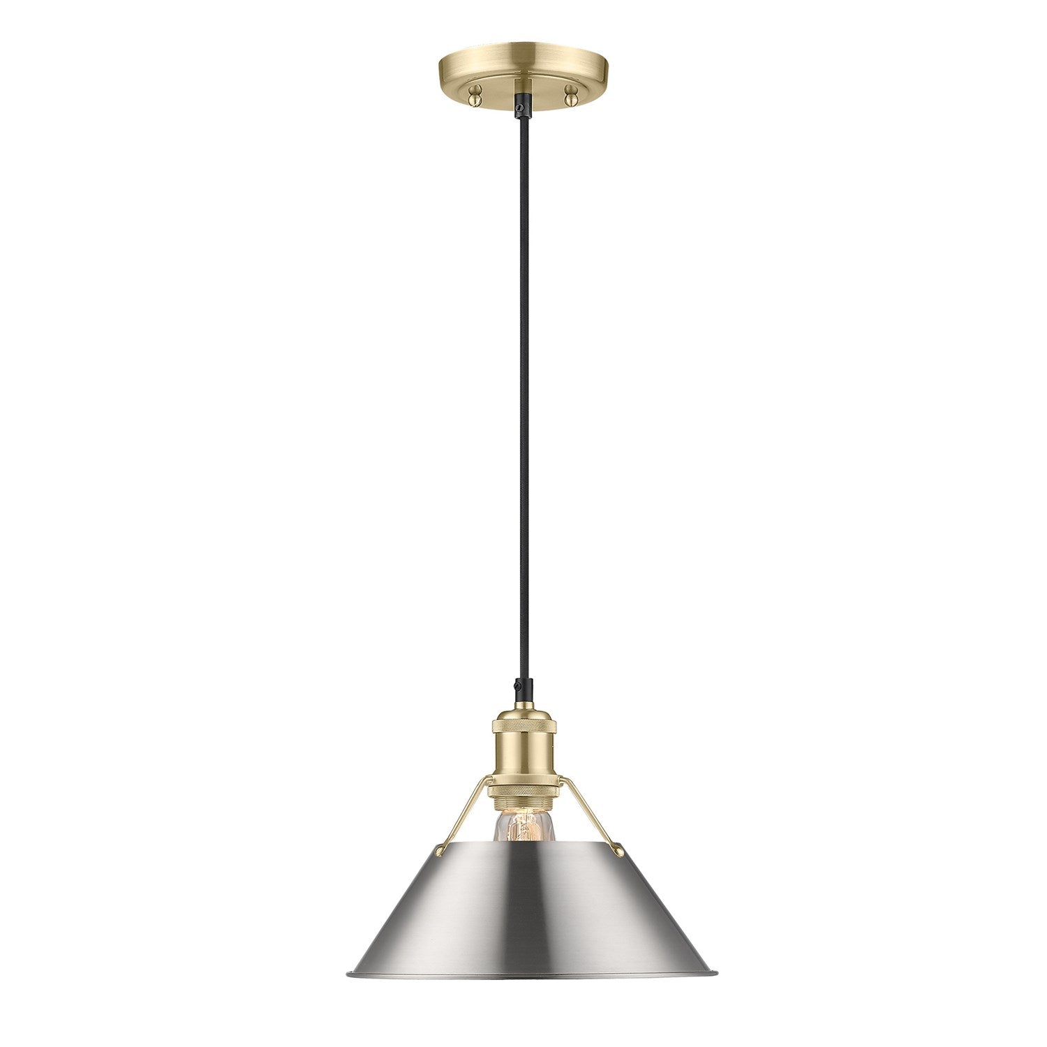 Bcb Medium Pendant - 10" In Brushed Champagne Bronze With Pewter Shade by Golden