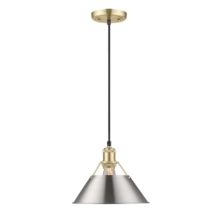 Bcb Medium Pendant - 10" In Brushed Champagne Bronze With Pewter Shade by Golden