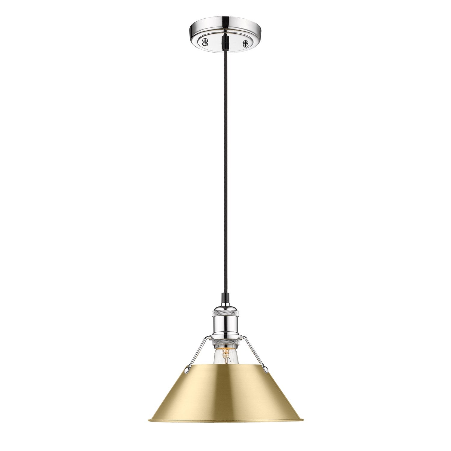Ch Medium Pendant - 10" In Chrome With Brushed Champagne Bronze Shade by Golden