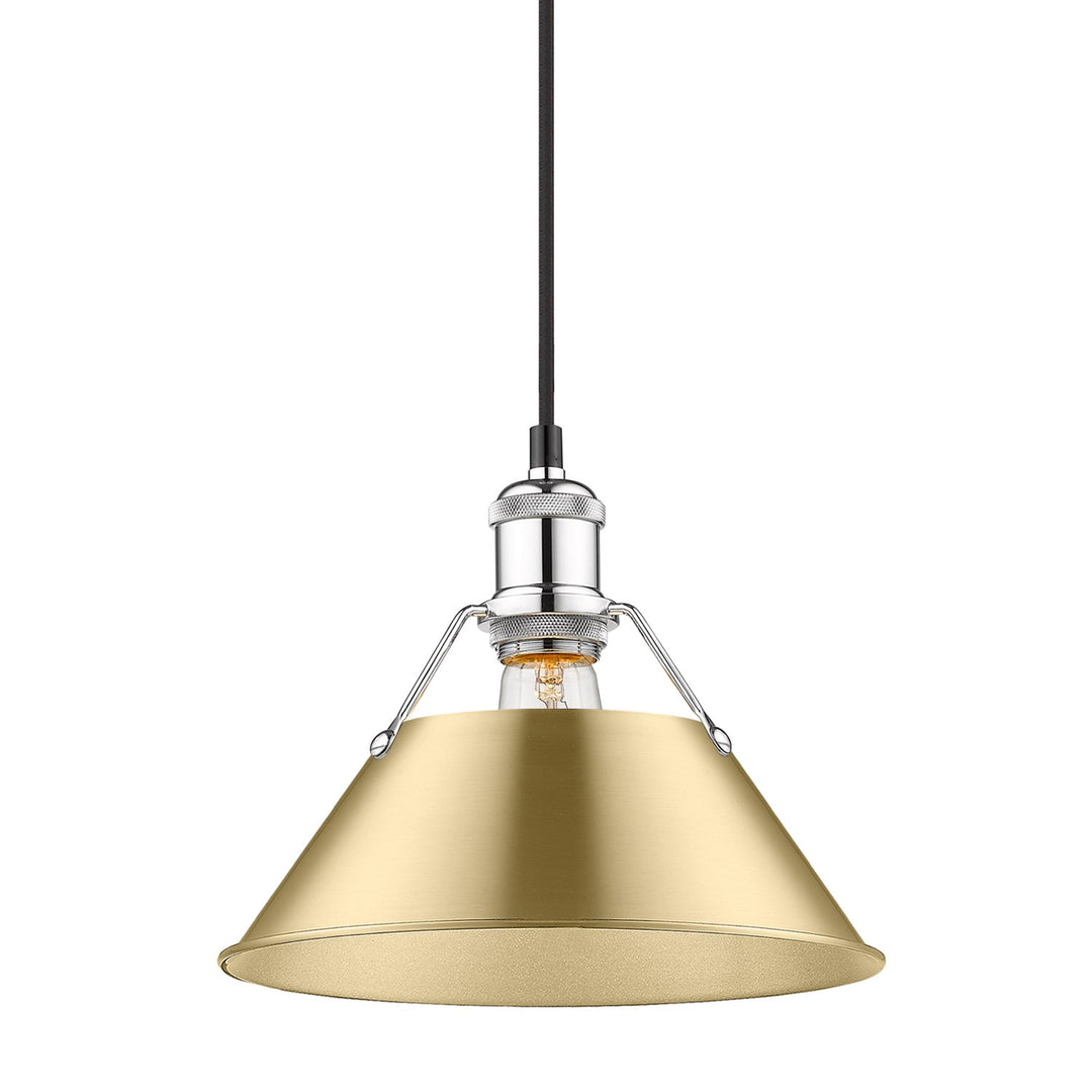 Ch Medium Pendant - 10" In Chrome With Brushed Champagne Bronze Shade