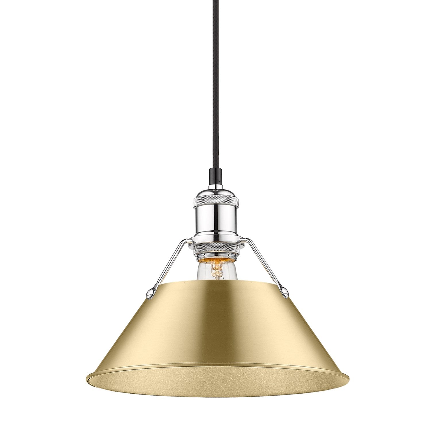 Ch Medium Pendant - 10" In Chrome With Brushed Champagne Bronze Shade