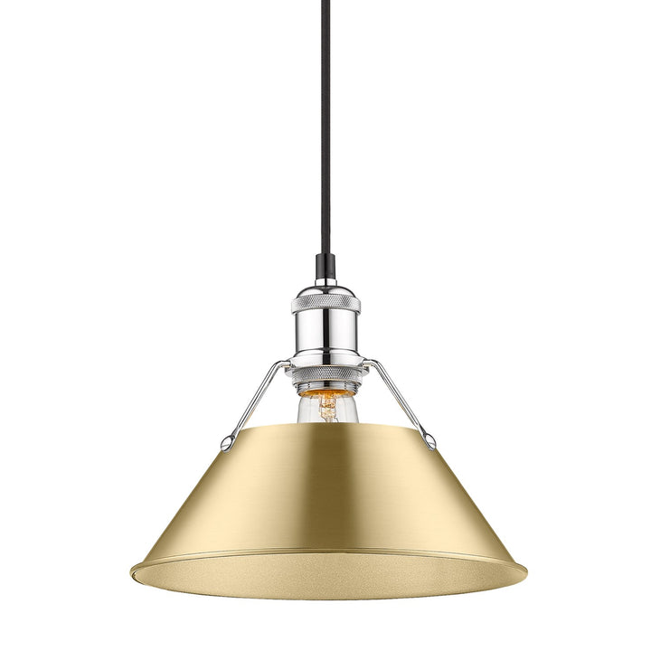 Ch Medium Pendant - 10" In Chrome With Brushed Champagne Bronze Shade