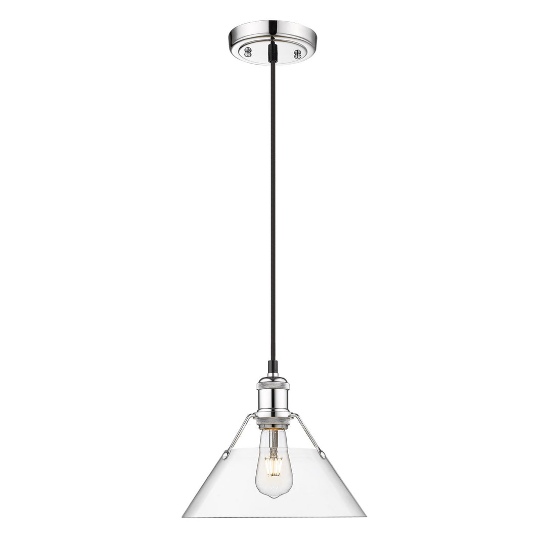 Ch Medium Pendant - 10" In Chrome With Clear Glass by Golden