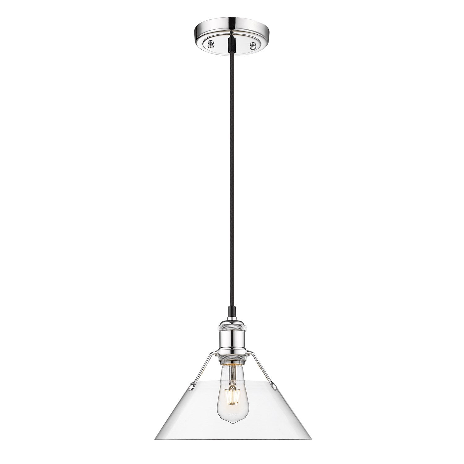 Ch Medium Pendant - 10" In Chrome With Clear Glass by Golden