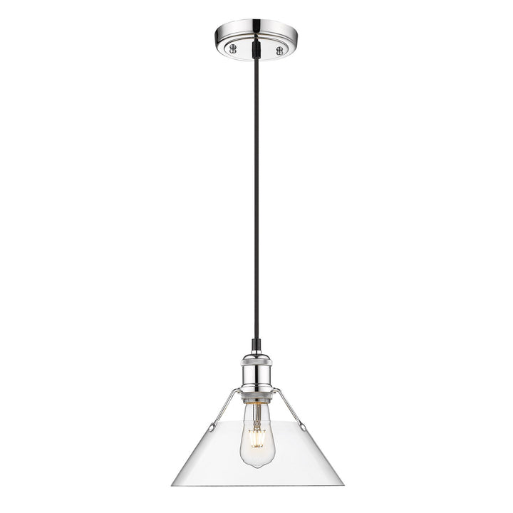 Ch Medium Pendant - 10" In Chrome With Clear Glass by Golden