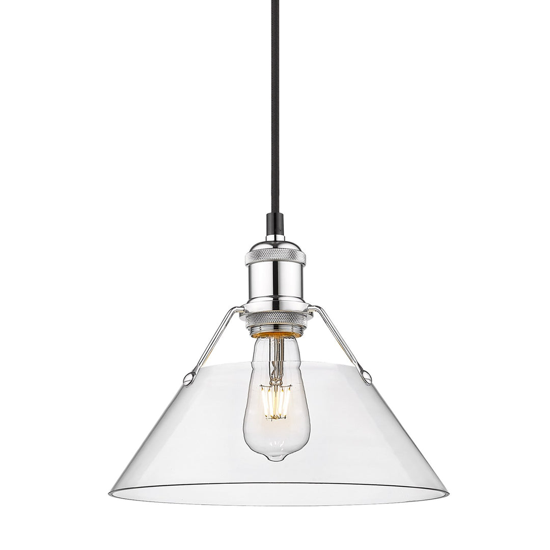 Ch Medium Pendant - 10" In Chrome With Clear Glass