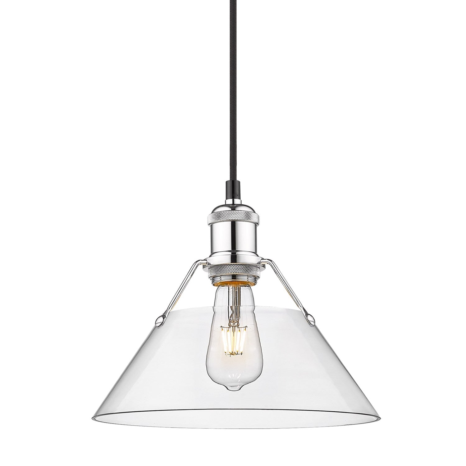 Ch Medium Pendant - 10" In Chrome With Clear Glass