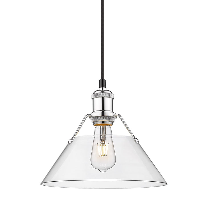 Ch Medium Pendant - 10" In Chrome With Clear Glass