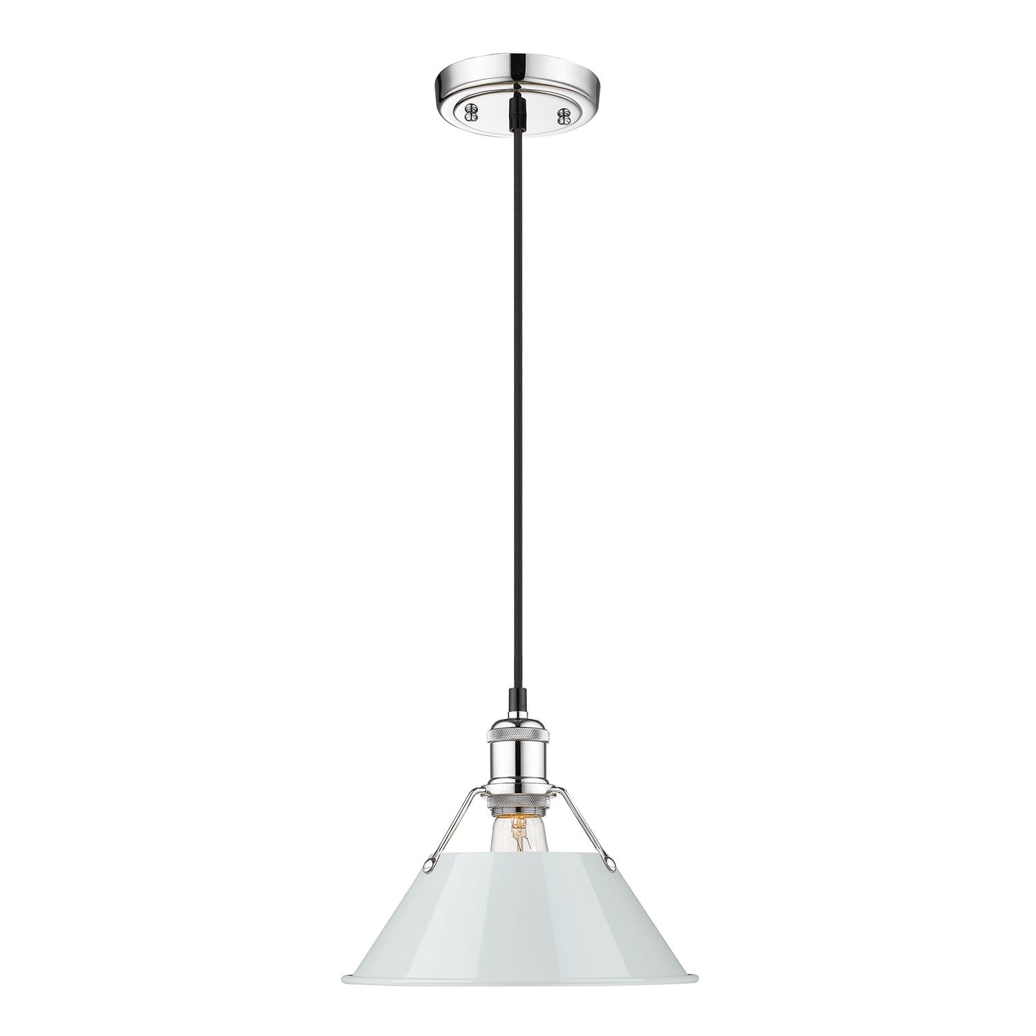 Ch Medium Pendant - 10" In Chrome With Dusky Blue Shade by Golden