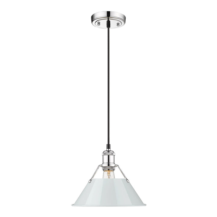 Ch Medium Pendant - 10" In Chrome With Dusky Blue Shade by Golden