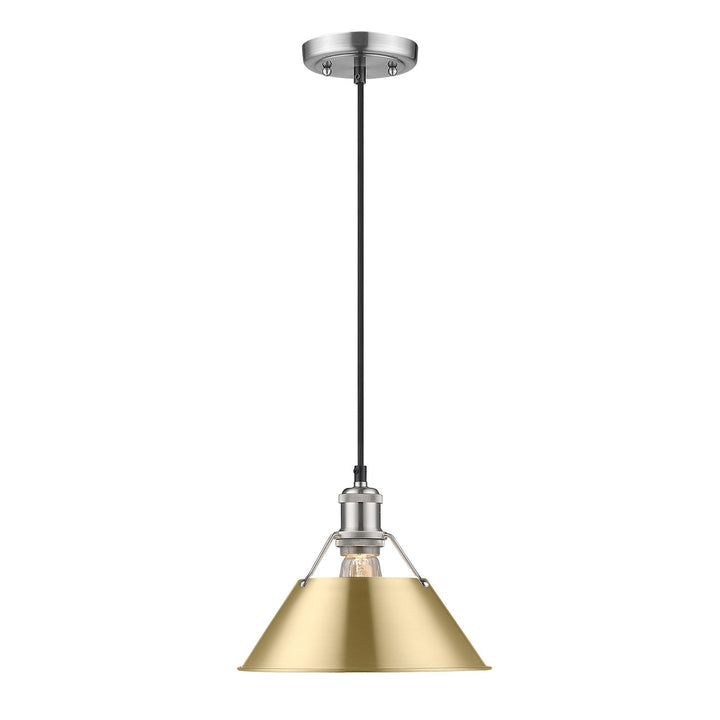 Pw Medium Pendant - 10" In Pewter With Brushed Champagne Bronze Shade by Golden