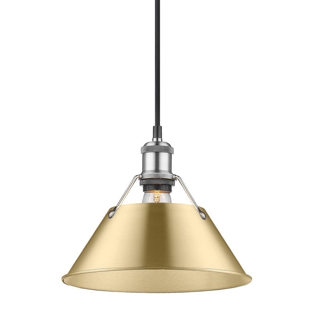 Pw Medium Pendant - 10" In Pewter With Brushed Champagne Bronze Shade