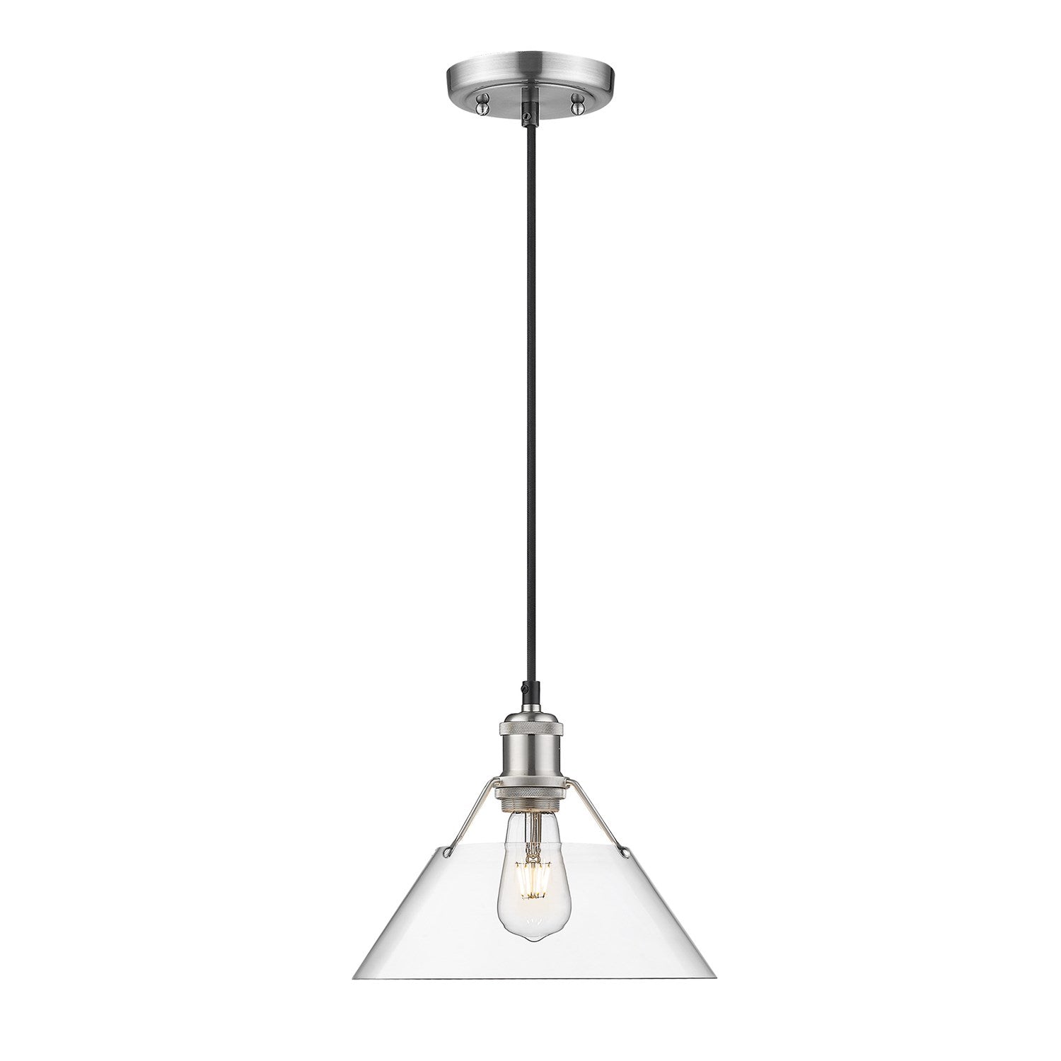 Pw Medium Pendant - 10" In Pewter With Clear Glass by Golden