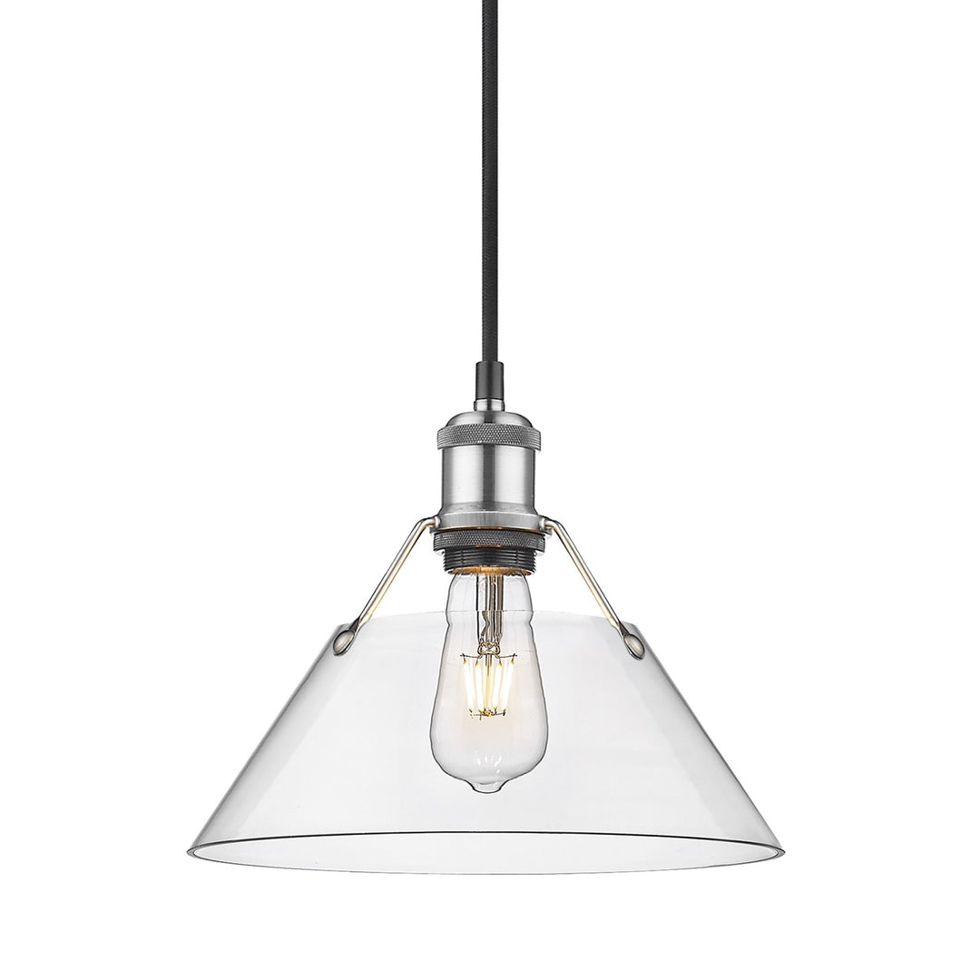 Pw Medium Pendant - 10" In Pewter With Clear Glass