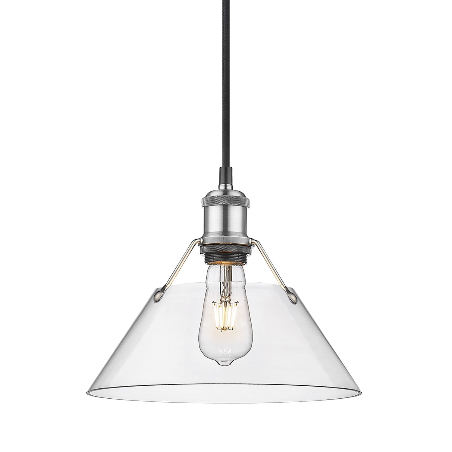 Pw Medium Pendant - 10" In Pewter With Clear Glass