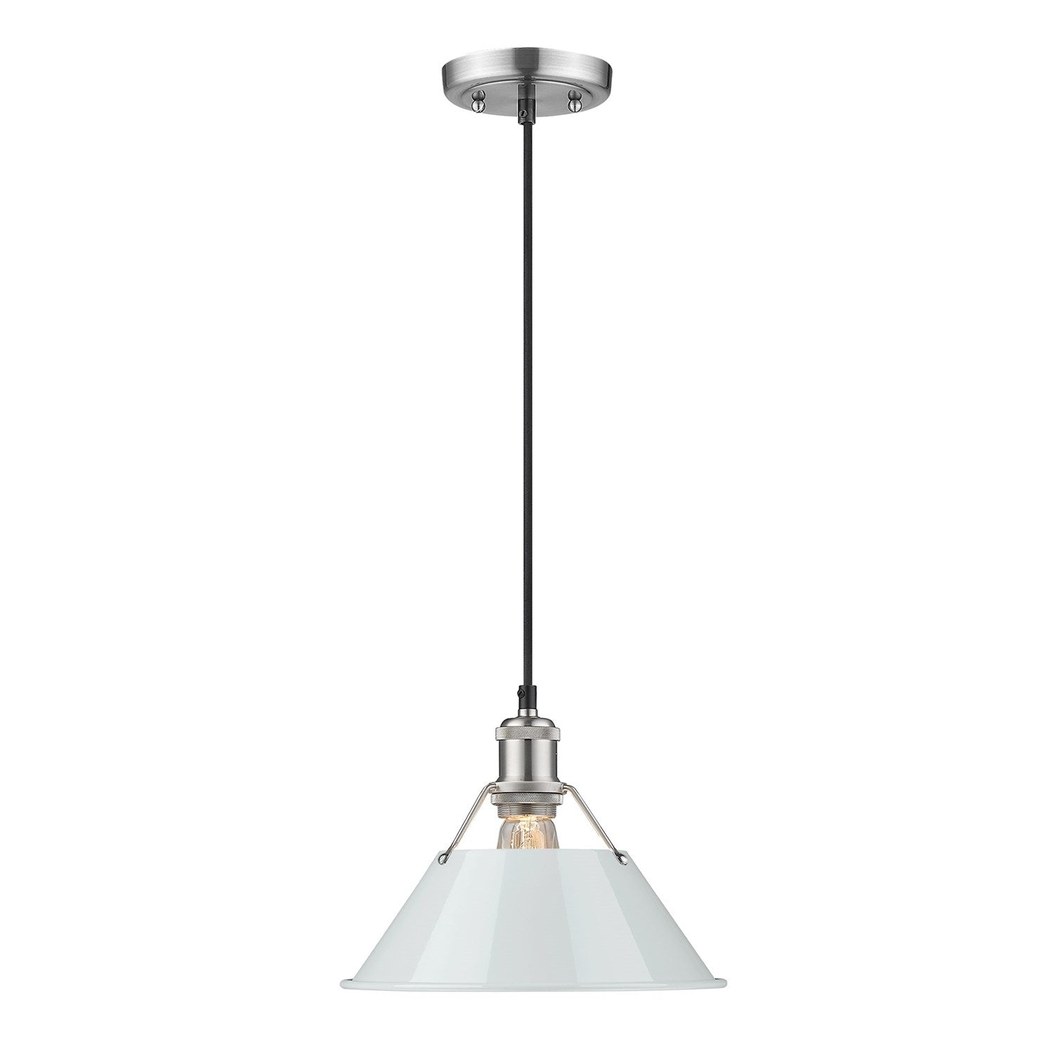 Pw Medium Pendant - 10" In Pewter With Dusky Blue Shade by Golden
