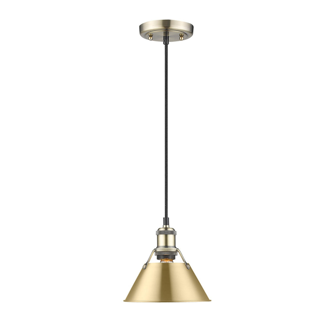 Ab Small Pendant - 7" In Aged Brass With Brushed Champagne Bronze Shade by Golden