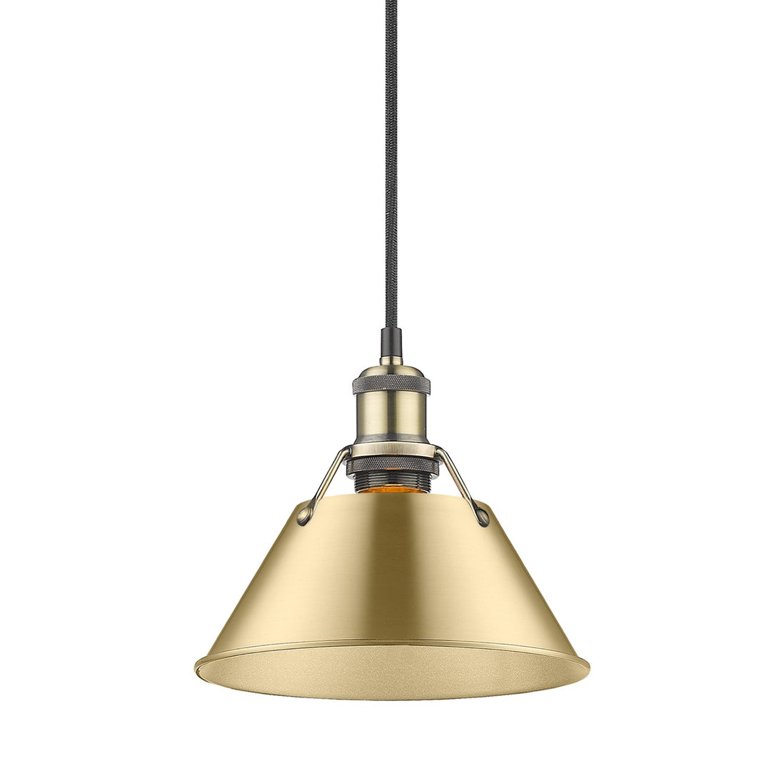 Ab Small Pendant - 7" In Aged Brass With Brushed Champagne Bronze Shade