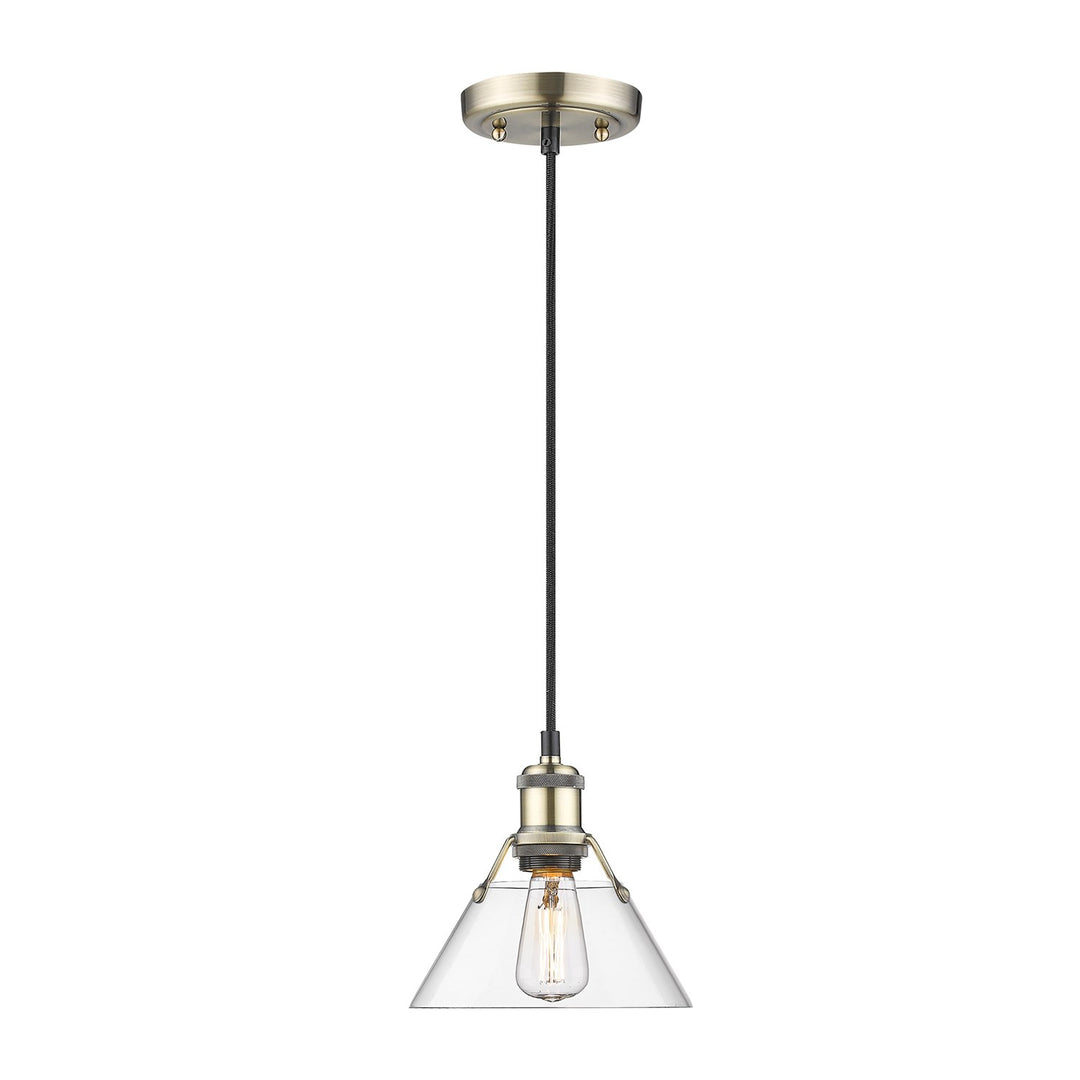 Ab Small Pendant - 7" In Aged Brass With Clear Glass by Golden